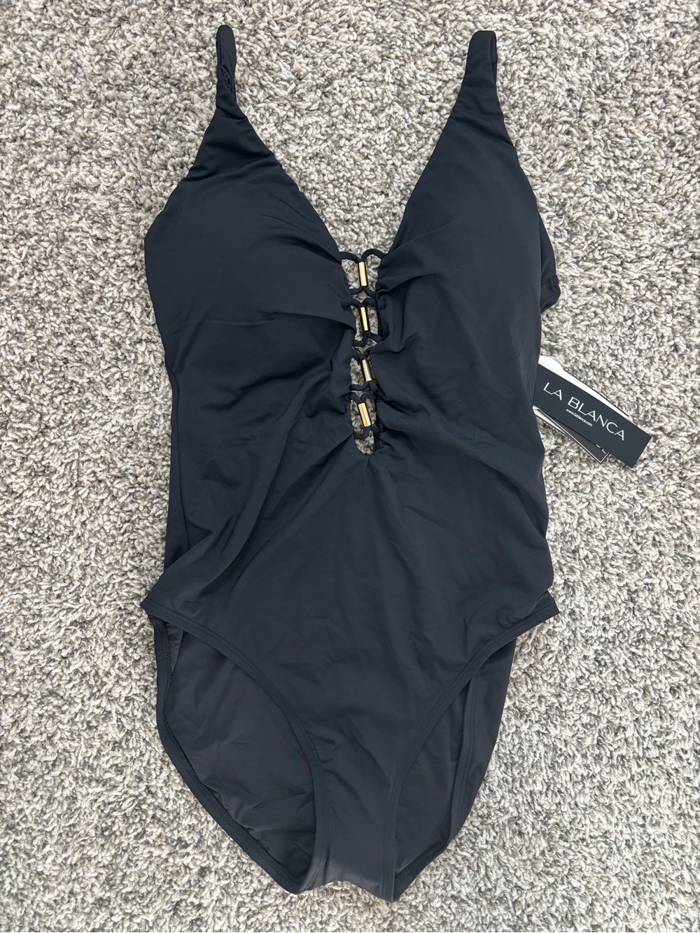 La Blanca Women's Island Goddess Plunge One Piece Swimsuit, US 10